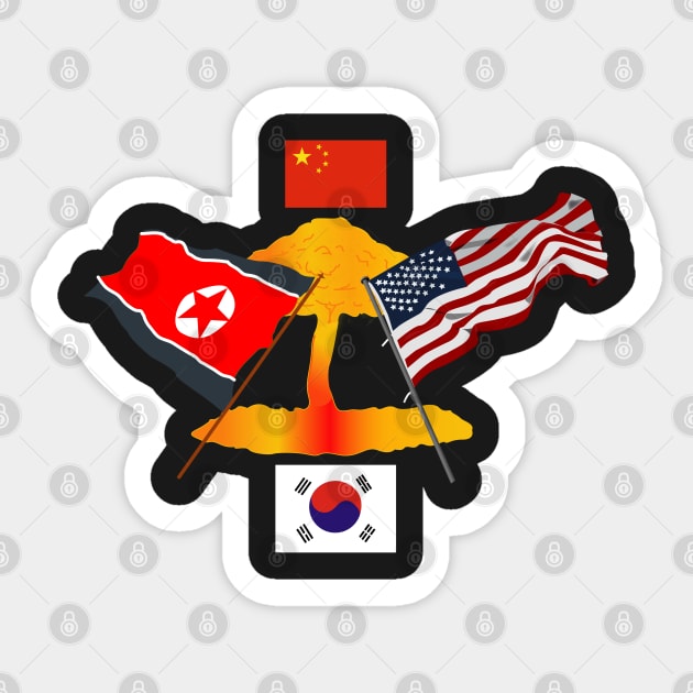 US Vs North Korea w China - S Korea Sticker by twix123844